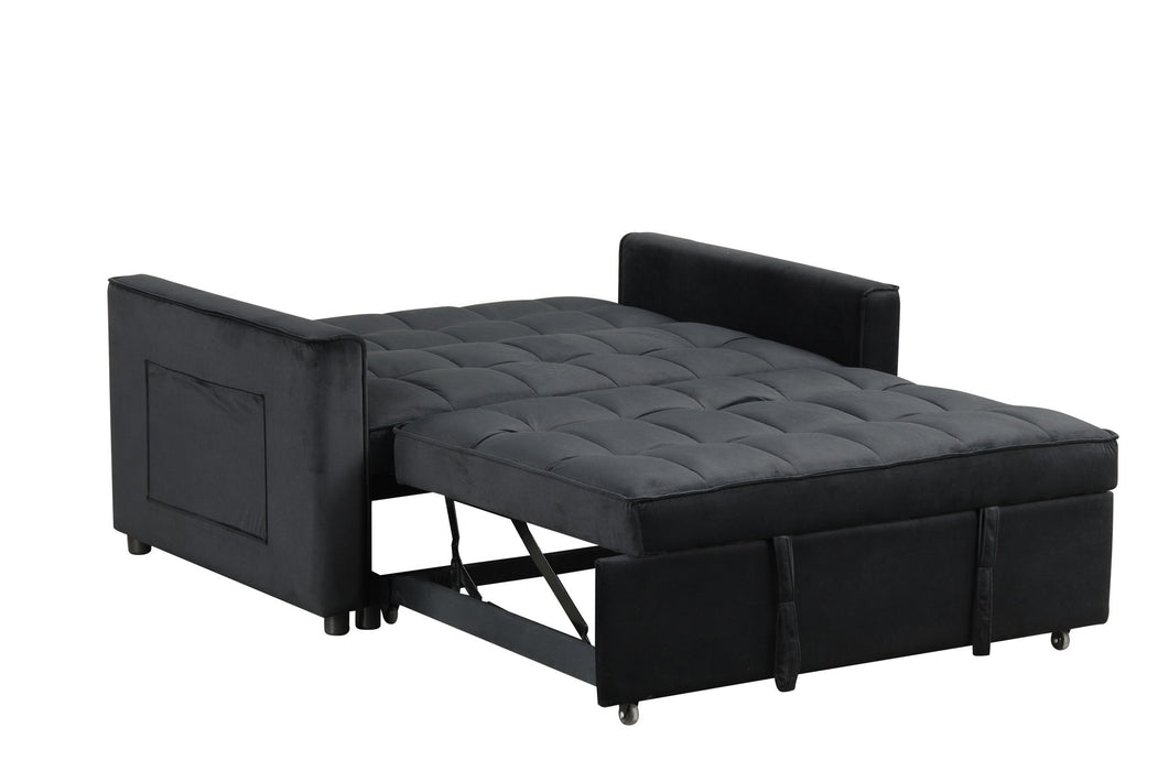 Maeve - Convertible Sleeper Loveseat With Tufting and Side Pocket - Black