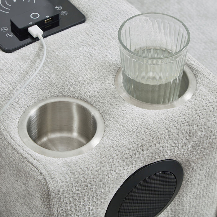 Modern Sectional Sofa U-Shaped With Movable Ottomans, Bluetooth Speakers, LED Lights And Modular Storage