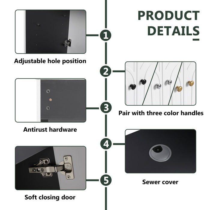 Contemporary Freestanding Bathroom Vanity With Resin Sink & Soft-Close Cabinet Doors