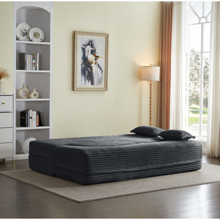 Floor Convertible Sleeper Sofa Bed With 2 Pillows