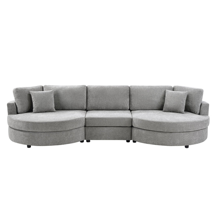 Modern 3 Seater Upholstered Sofa With Curved Design