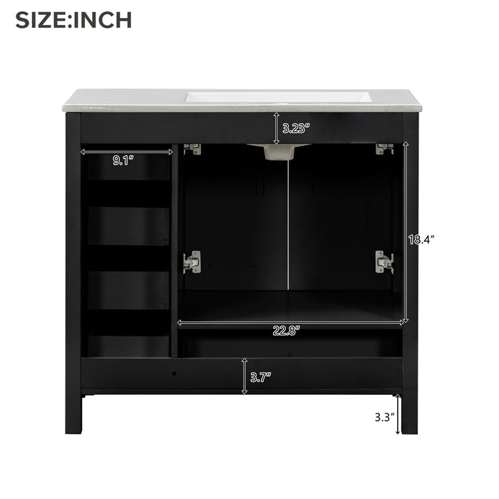 Bathroom Vanity With Sink Combo, 2 Soft Close Doors And 5 Drawers