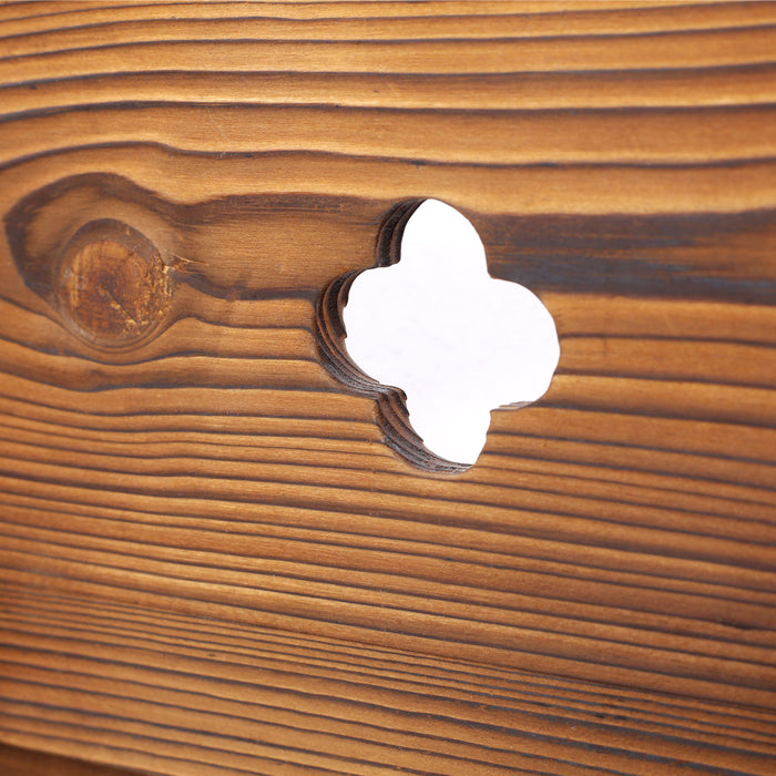 Wooden Wagon Planter Box Mobile Garden Planter With Wheels Handle Drain Hole Wood - Brown