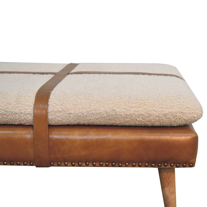 Buffalo - Large Square Hide Leather Footstool - Brown