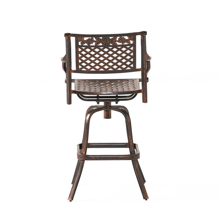 Cast Aluminum Swivel Bar Stool With Footrest - Copper