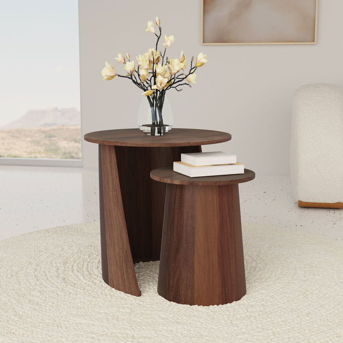Lionett - 2 Piece Round Nesting Table Set And Round Design - Dark Brown