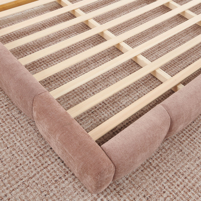 Upholstered Platform Bed Frame, Low Profile Floor Bed, No Box Spring Required