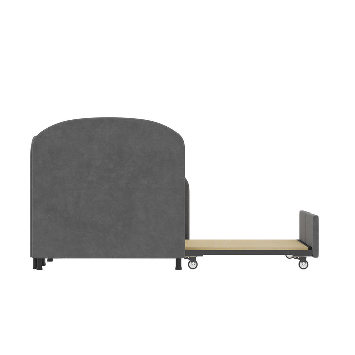 Modern Velvet Upholstered Daybed With Additional Bed Frame