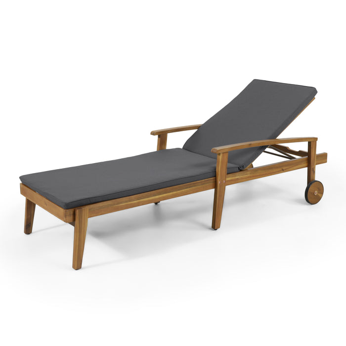 Jason - Black Chaise Lounge Adjustable Acacia Wood Outdoor Furniture
