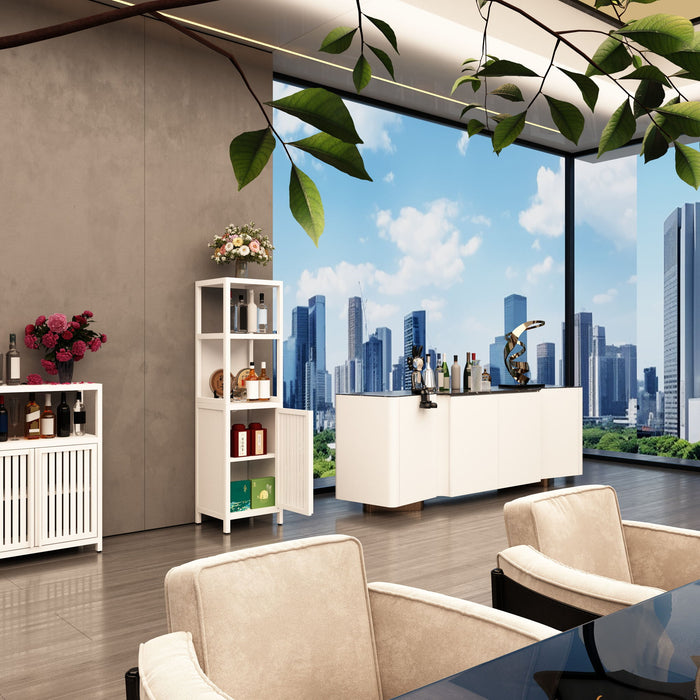 Storage Cabinet With Tall Linen Tower, Multifunctional For Bathroom