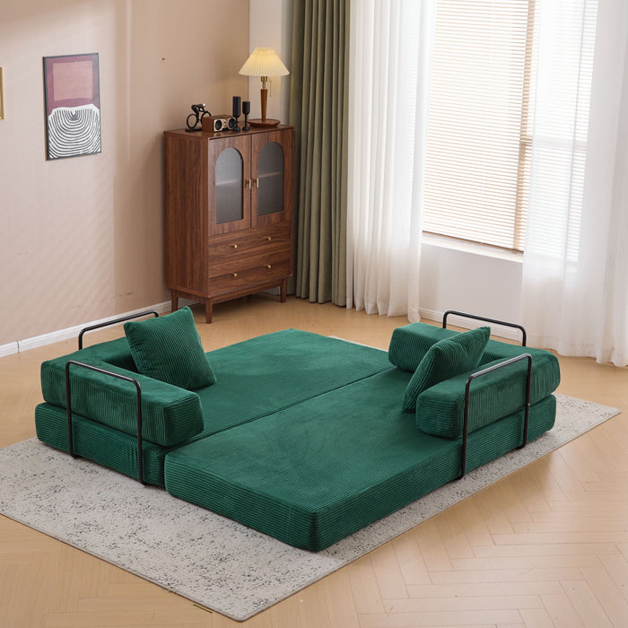 Floor Couch, Convertible Floor Sofa Bed With Pillow Back Support Armrest