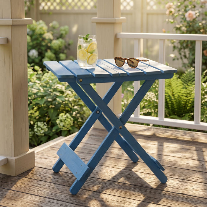 Folding Square Table For Backyard - Blue