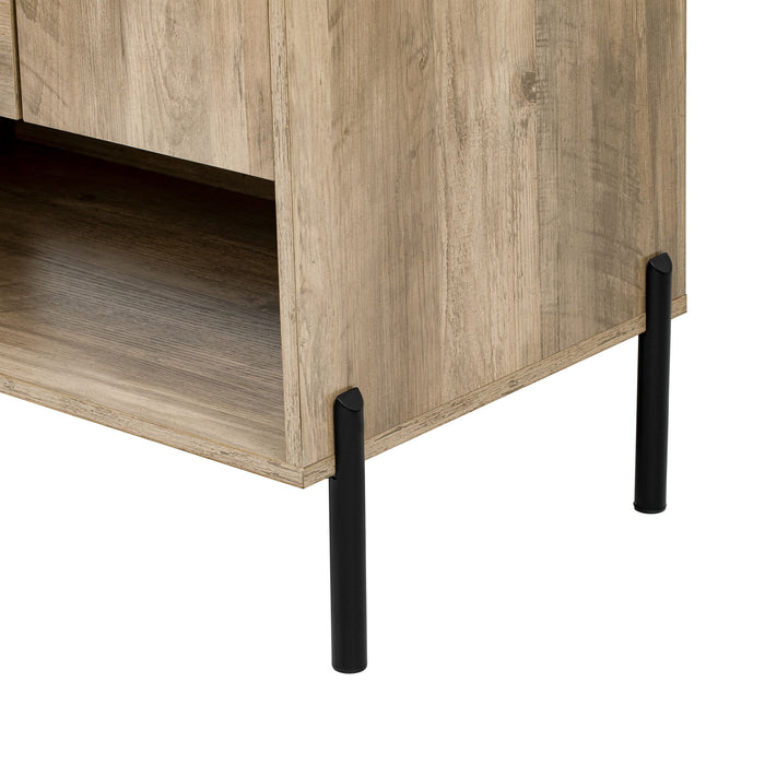 Bathroom Vanity Cabinet With Sink, Sliding Drawer, Soft Closing Door, Open Shelf - Natural Wood