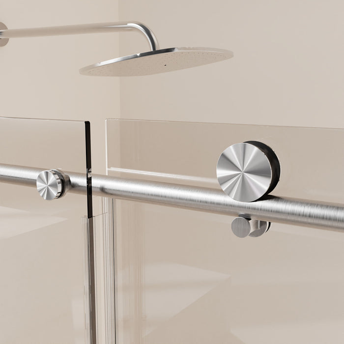 Frameless Single Sliding Soft Close Shower Doors, 5/16" Sgcc Tempered Glass
