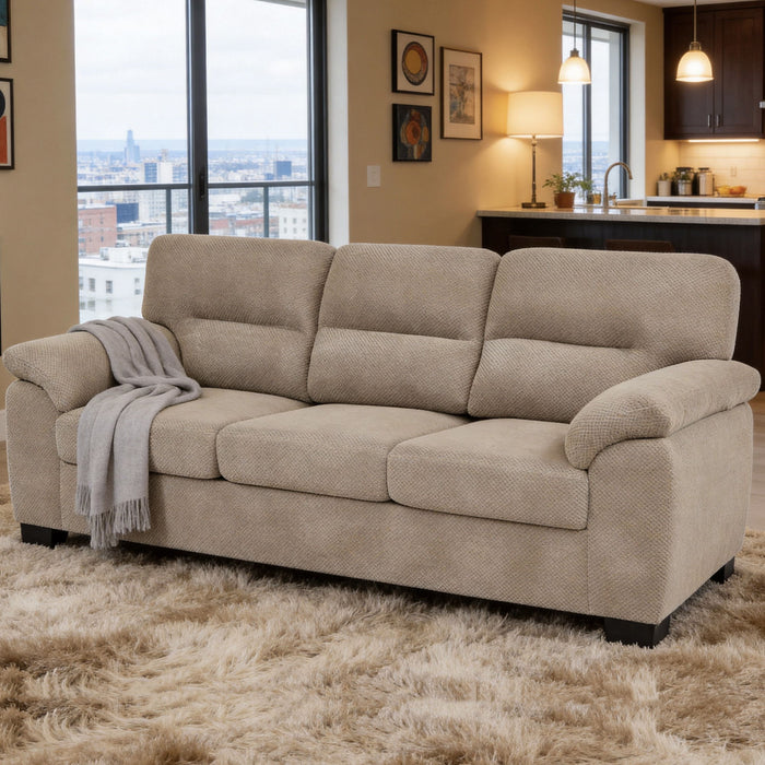 3 Seater Sofa With Padded Armrests And Triangular Leg
