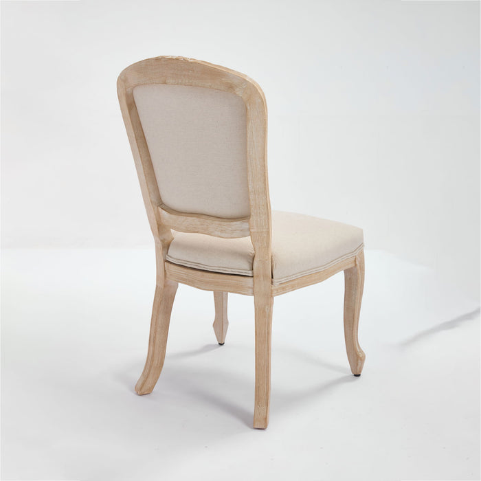 Dining Chairs Upholstered With Fan Shaped Back (Set of 2) - Beige
