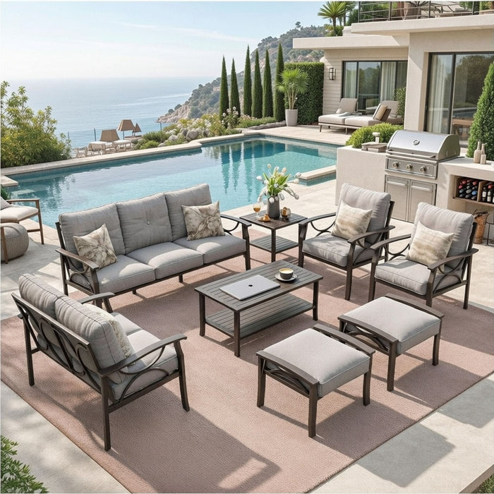 Patio Furniture Set With Coffee Table And Cushions For Backyard