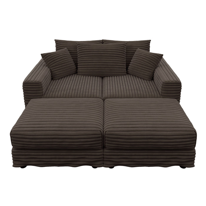 Deep Seat Convertible Sofa With Soft Pillows And Ottomans