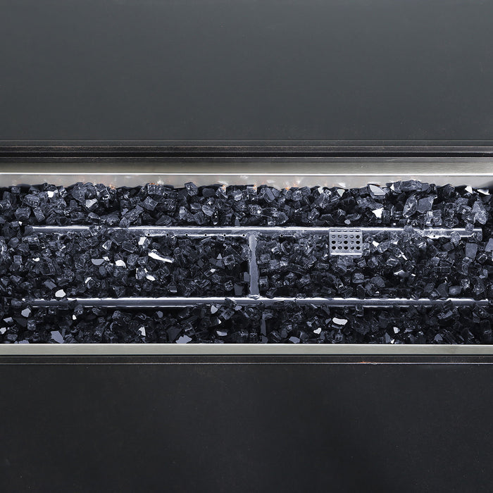 Aluminum Rectangle Fire Table With Fire Glass And Cover - Antique Bronze