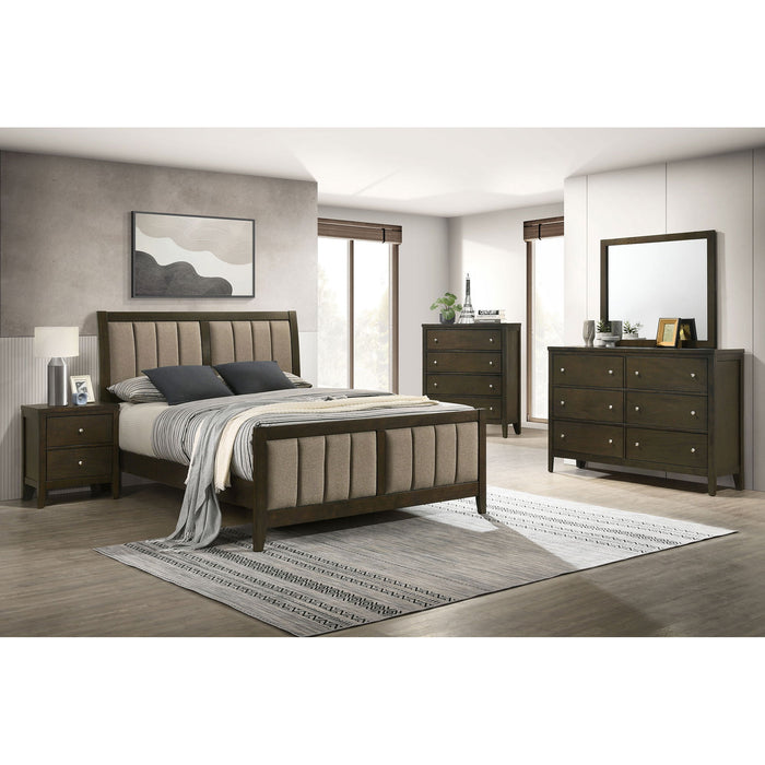 Clement - Upholstered Eastern King Bed - Dark Brown
