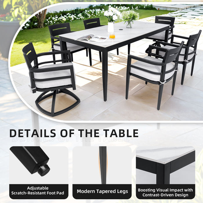 Modern Outdoor Patio Dining Set With Table And Chairs With Sunbrella Cushions