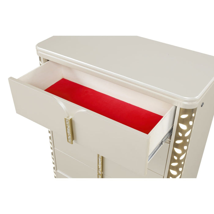 Cinderella - Chest With LED Accents And 5 Storage Drawers - Beige