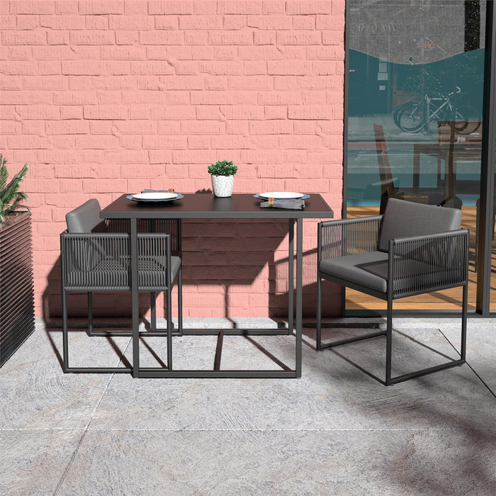 3 Piece Nesting Outdoor Bistro Set - Dark Gray