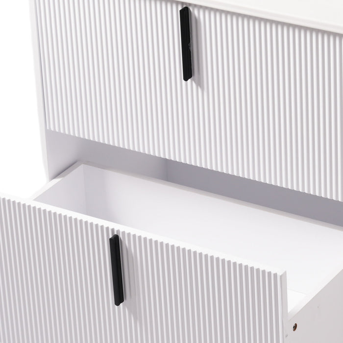 Bathroom Vanity With Ceramic Sink, Fluted Design