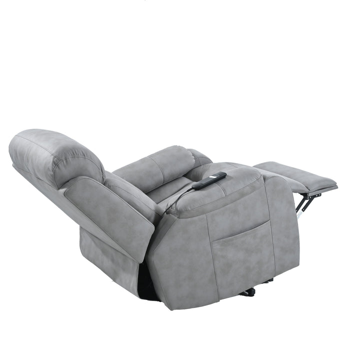 Electric Power Lift Recliner Chair, Fabric Recliner Chair, Home Theater Seating, Living Room Chair, Side Pocket, Remote Control - Light Gray