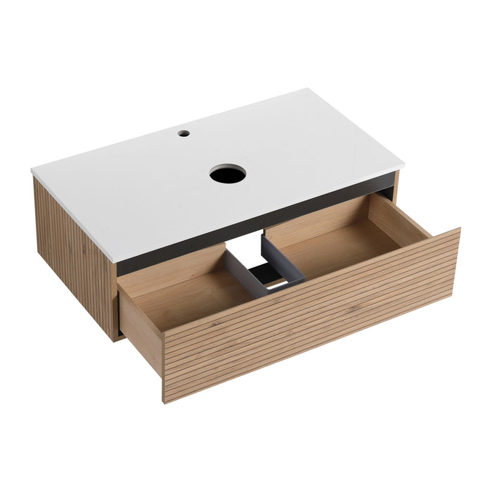 Wall Mounted Bathroom Vanity With Art Sink & 1 Soft Close Drawer