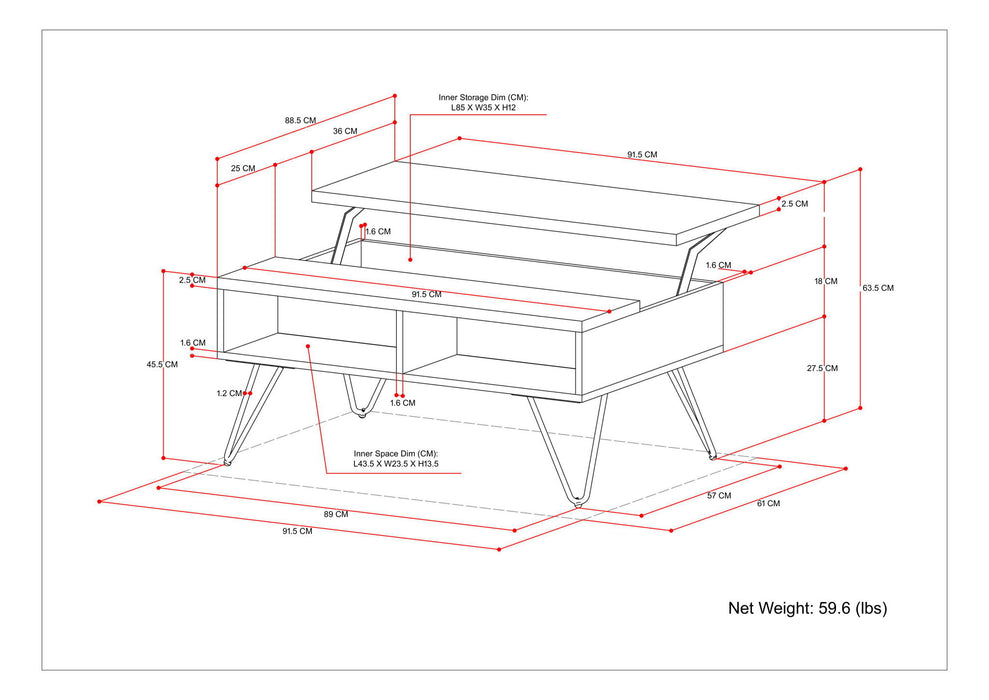 Hunter - Handcrafted Lift Top Coffee Table