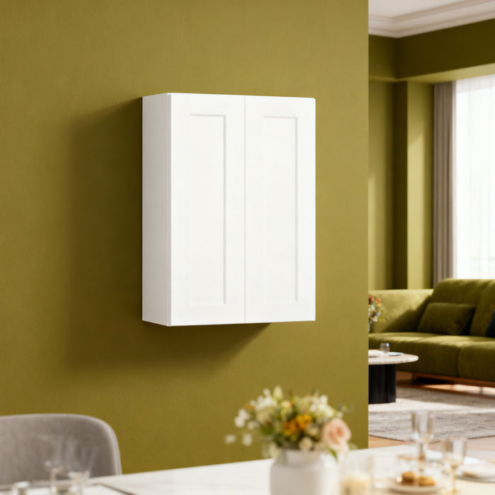 Shaker Wall Cabinet With Soft Close Hinges, Adjustable Shelves, Double Door