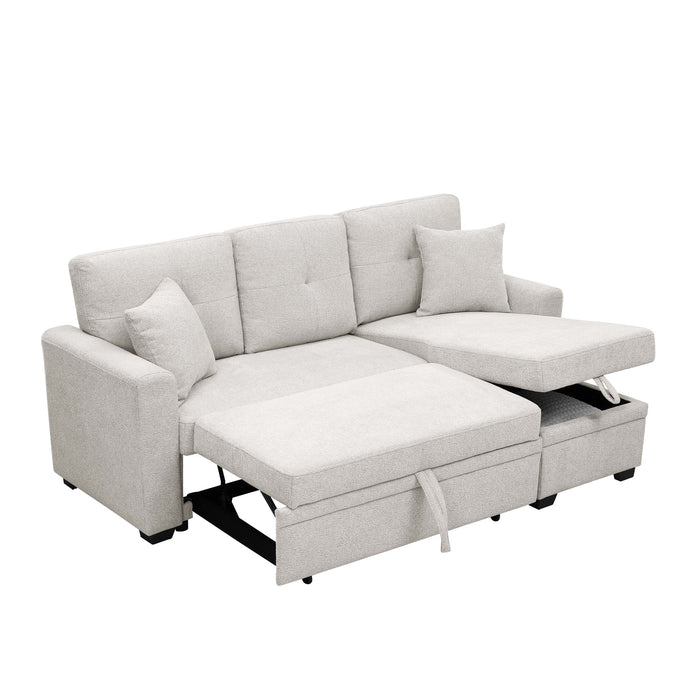 Upholstered Sectional With Pull Out Bed And Chaise Storage