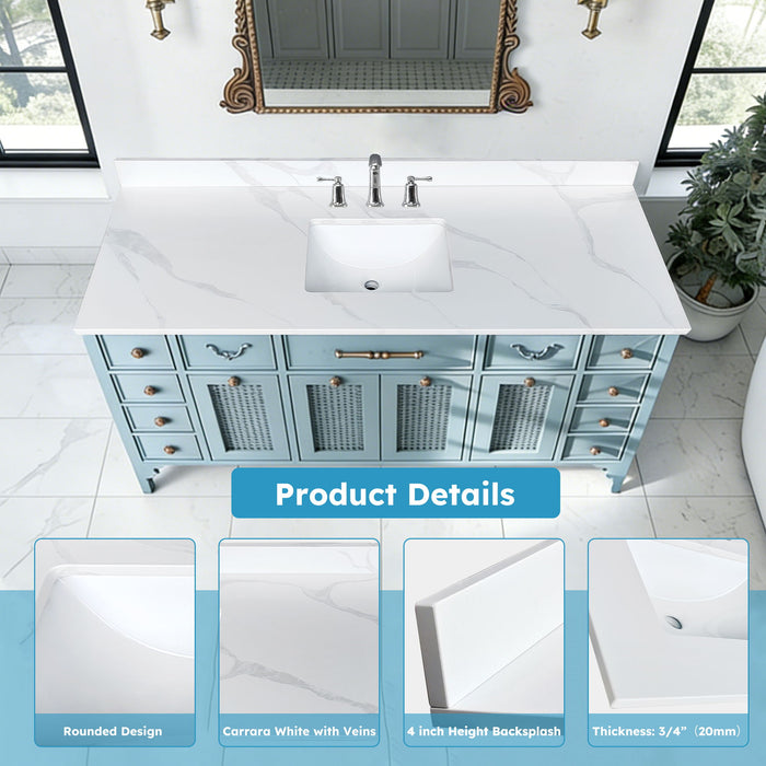 Bathroom Vanity Top With Undermount Sink, 3 Pre Drilled Holes