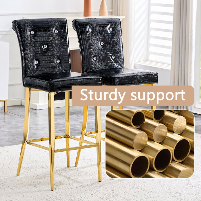 Bar Chairs With Crystal Clasp Design (Set of 2)