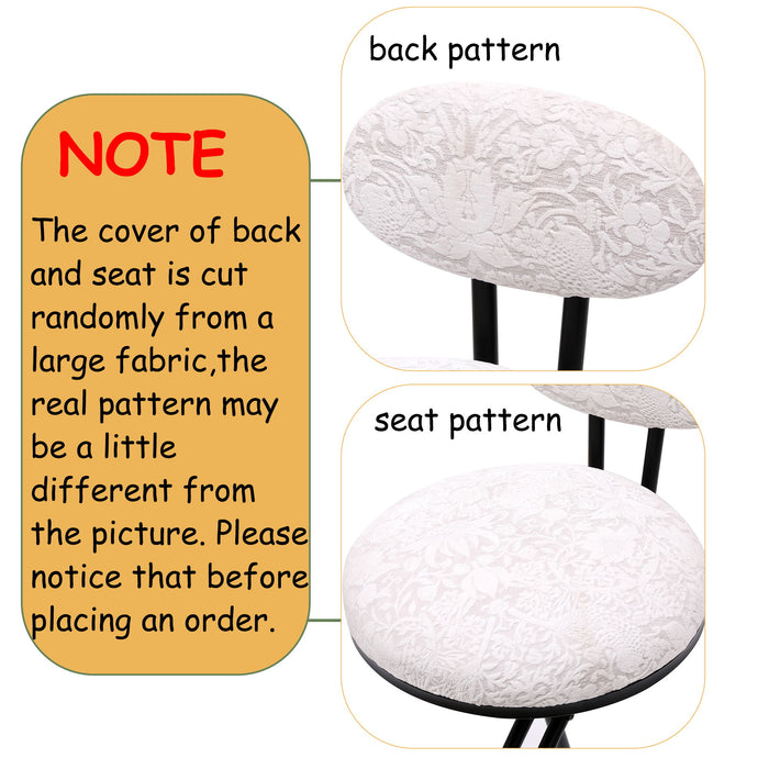 Round Print Bar Stools Upholstered Chairs For Kitchen (Set of 2)