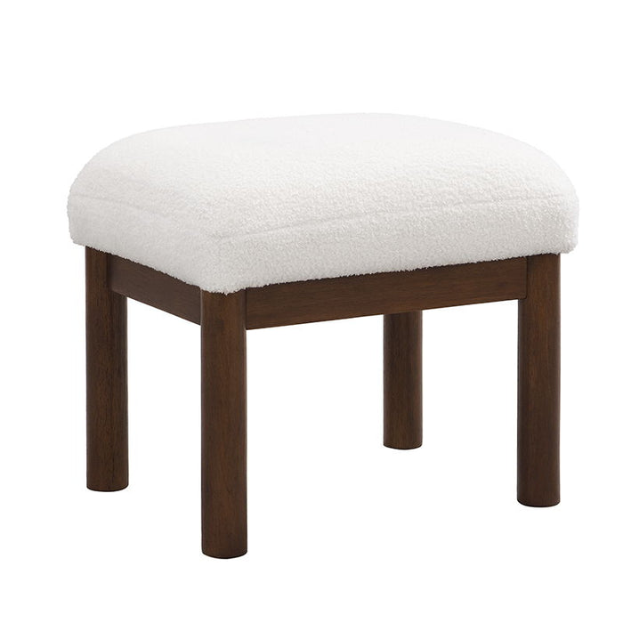 Modern Accent Chair With Ottoman, Mid Century Lounge Chair With Footrest, Comfy Fabric Armchair Upholstered Set With Solid Wood Frame For Living Room - White