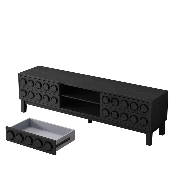 Media Console With 4 Drawers And Cable Management