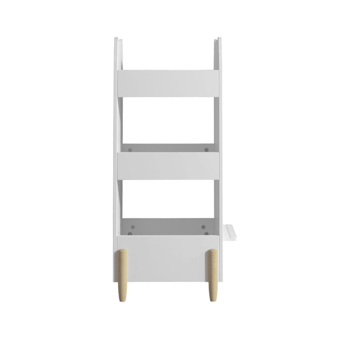 Bear Shaped Bookshelf With Chalkboard Side, 3 Tier Storage Organizer For Playroom - White