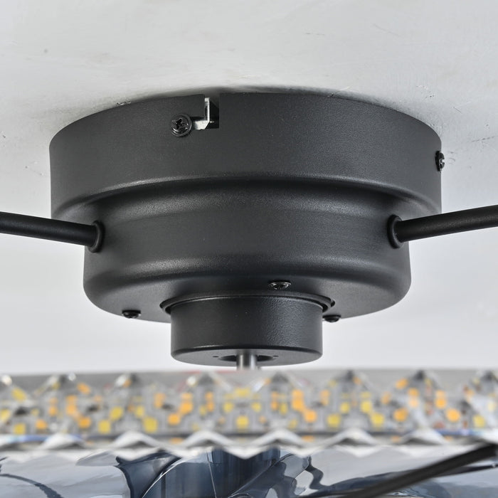 Ceiling Fan With Light And Remote Control, 6 Speeds, 3 Color Options - Matte Black