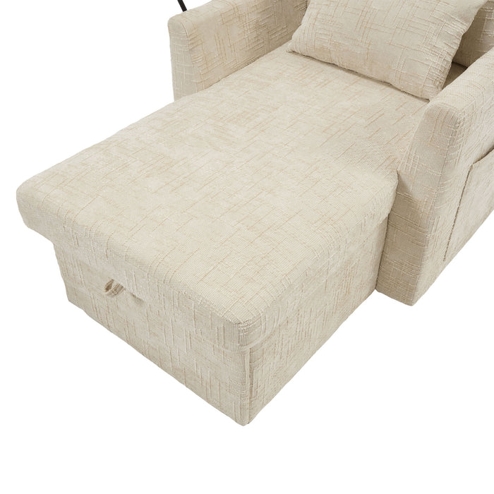 Multifunctional Chenille Recliner Sofa With Storage And Phone Bracket