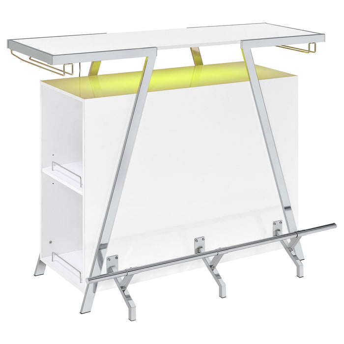 Katia - Wine Cabinet With LED Home Bar, 12 Bottle Storage - Gloss White