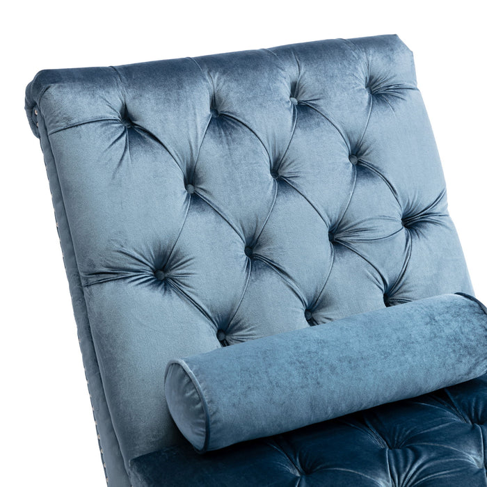 Velvet Chaise Lounge Indoor, Button Tufted Upholstered Chaise Lounge Chair With Pillow