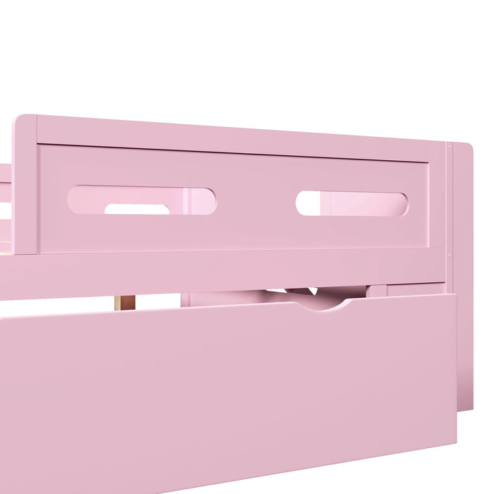 Platform Bed With Guardrail And Drawer