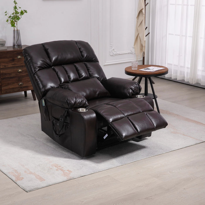 Lift Chair With Heat & Massage, 2 Pockets, 2 Cup Holders, Dual Remote - Wine Red