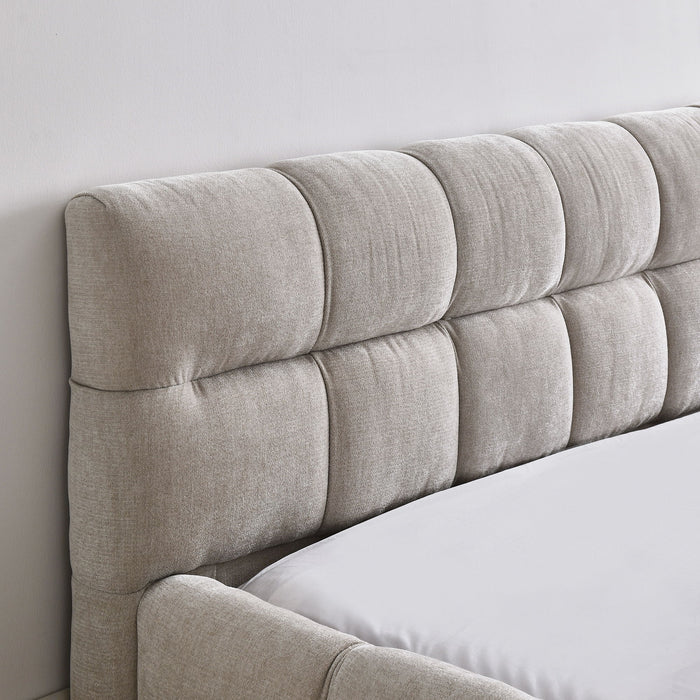 Modern Platform Bed Frame With Thick Chenille Fabric