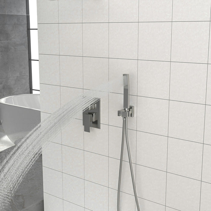 Dual Shower Head System With 12" Wall Mounted Square Rain Shower And Rough In Valve