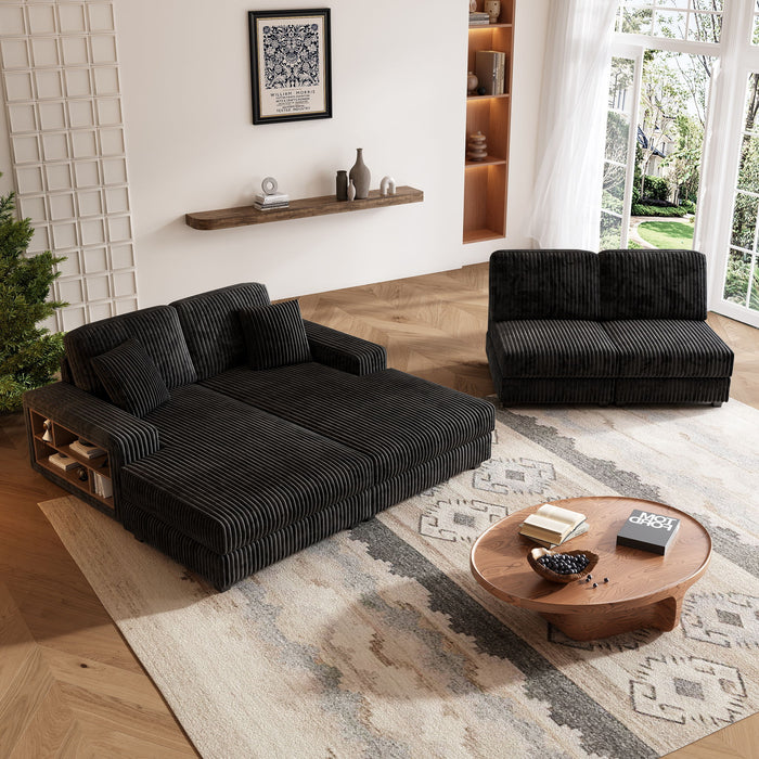 Convertible Sectional Sofa, Sleeper Oversized Living Room Lounge