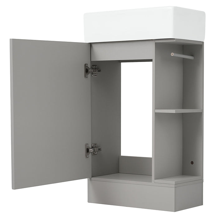 Modern Bathroom Vanity With Sink And 2 Tier Shelf