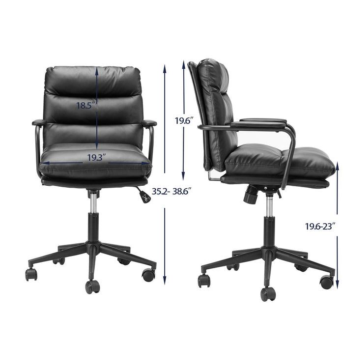 Office Chair Mid Back Desk Chair Modern Excutive Office Chair With Arms And Wheels For Home Office - Black
